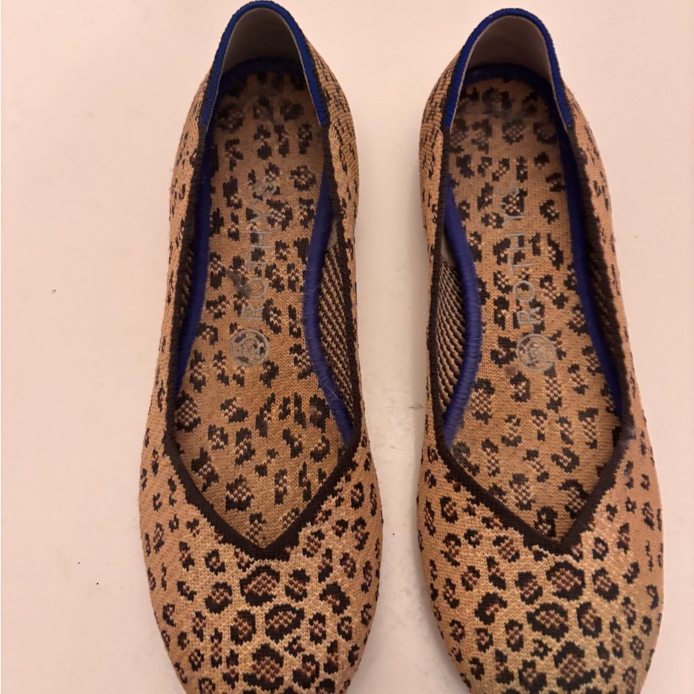 Rothy's Tan and Black Leopard Flats